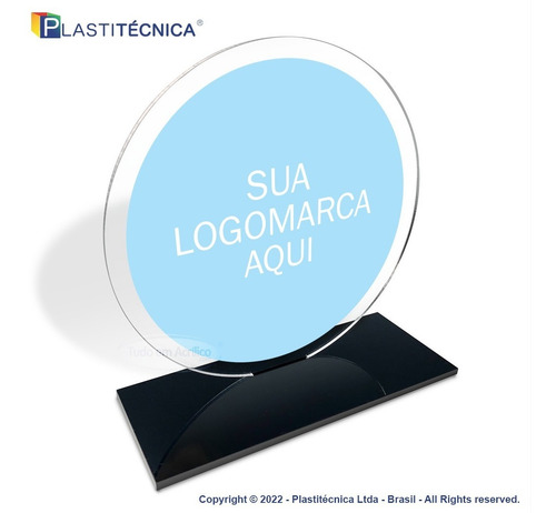 100 Troféus Redondos Acrílico Sem Personalização 15cm 3mm