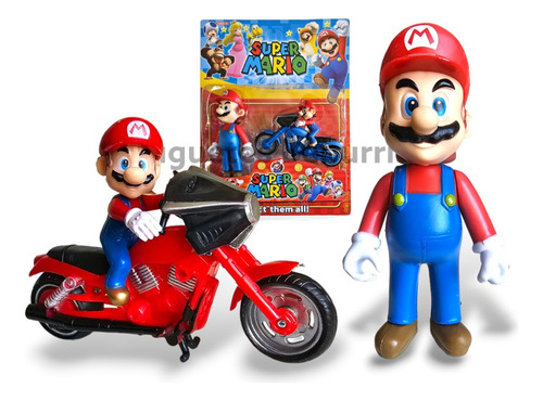Muñeco Super Mario Bros Con Moto. Muñeco Mario Bros 15cm
