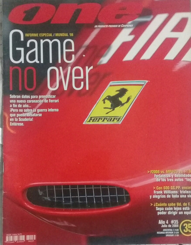 Revista One De Formula 1 N°35 Informe Especial Mundial 2008