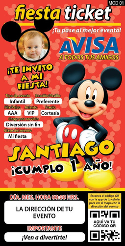Invitación Digital Personalizada Mickey Mouse