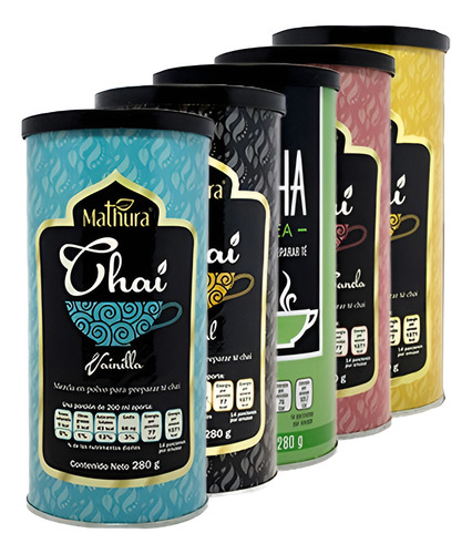 Te Chai Mix 5 Sabores De 280gr Cada Uno Marca Mathura