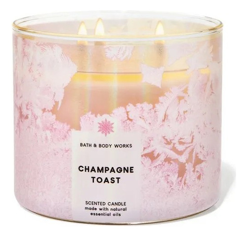 Velas Diseños Navideños Bath And Body Works Grande 411g Color Rosa Claro Fragancia Champagne Toast Navideño