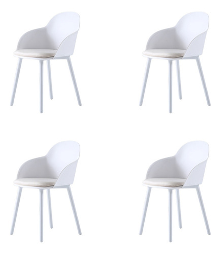 Silla Comedor Flia Hdc Group Gran Vita Pack X4 Sillas Blanco Pana