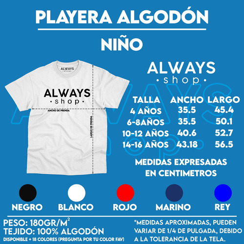 Playera Algodon Triple A Alushe M2 Caballero Niño Y Dama