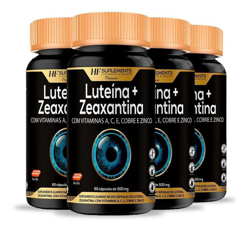 Kit 4x Luteina 20mg + Zeaxantina 3mg Vit A C E Cobre Selenio