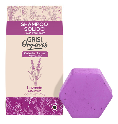 Grisi Organics, Shampoo Sólido Lavanda, 75 Gr