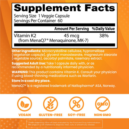Suplemento Doctor's Best Natural Vitamina K2 Mk-7 60 Comprim