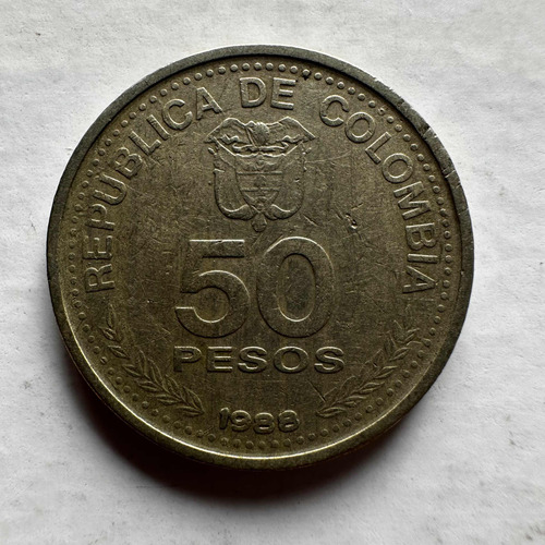 Moneda 50 Pesos Colombia 1988
