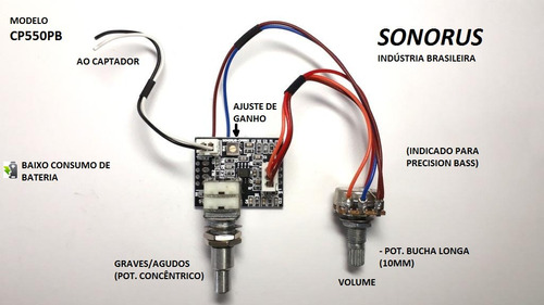 Kit Pré-amplificador Circuito Ativo P/ Baixo Cp550pb Sonorus