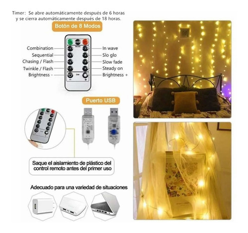 Cortina De 300 Luces Led Estilo Vintage Cálida