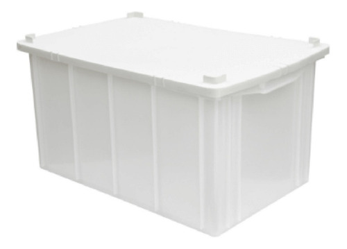 Kit 5 Caixas Organizadora Grande 61 Litros 32x39x62 - Branca Cor Branco