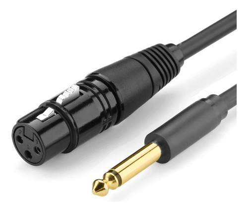 Cabo Áudio Microfone Ugreen 6.35mm Macho Xlr Fêmea 2m Preto