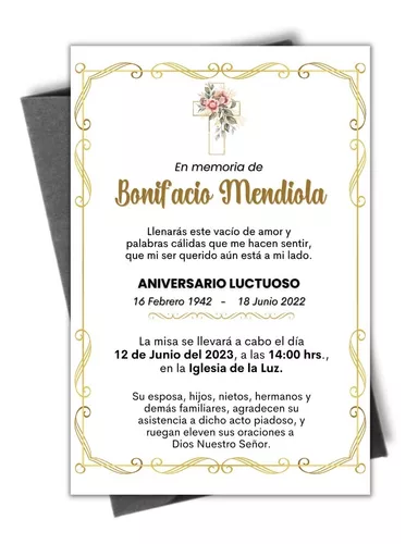 Invitación Esquela Aniversario Luctuoso Digital Imprimible En Venta En Tlapacoyan Veracruz Por