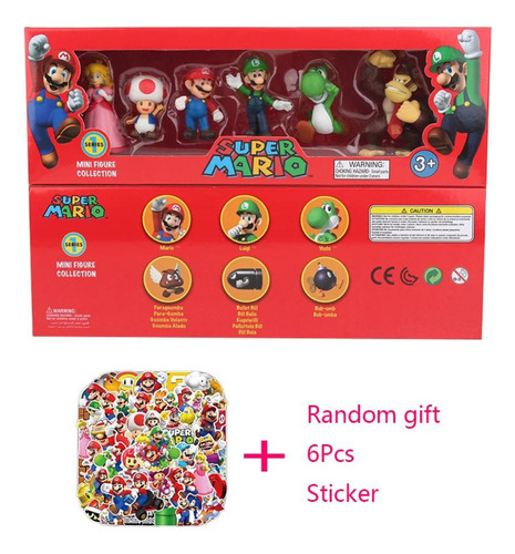 Set De 6 Figuras Coleccionables Mario Bross Luigui Honguito