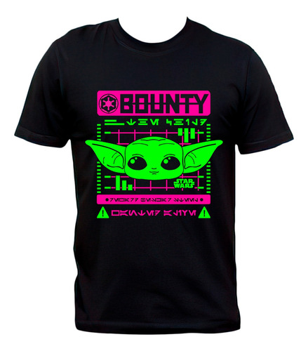 Remera Negra The Mandalorian Grogu Baby Yoda Star Wars