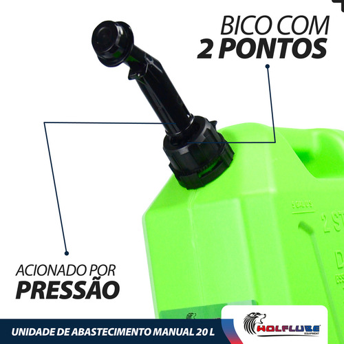Galão De Gasolina Combustível Álcool 20 Litros Com Bico Wolflube