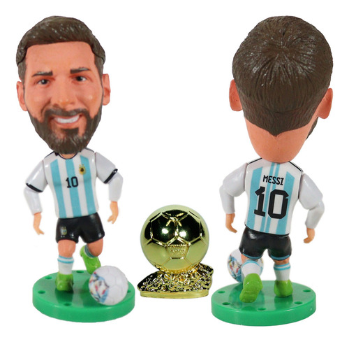 Boneco Miniatura Messi Com Bola De Ouro Seleção