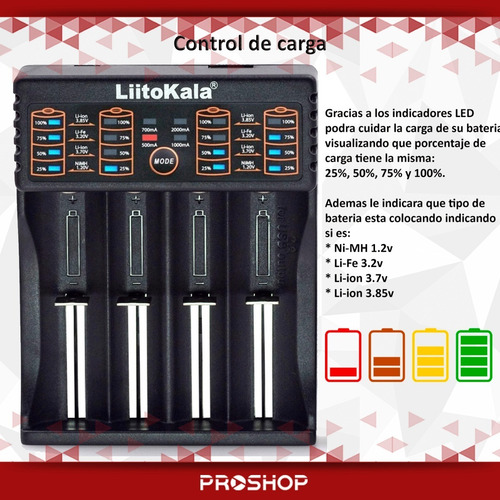 Cargador Cuadruple Inteligente Pila Aa Aaa 26650 18650 14500