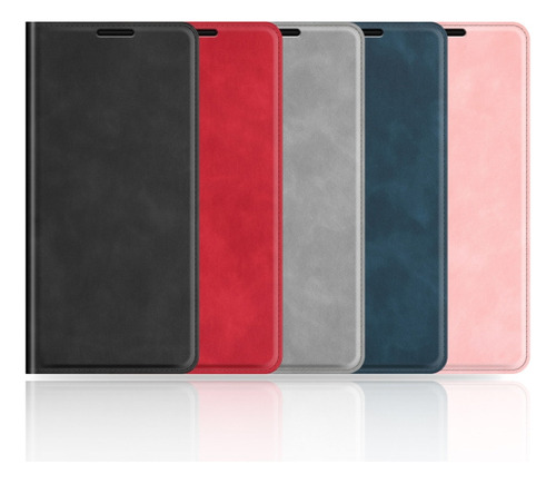 Funda De Piel Con Ventosa Magnética Roja Para Honor X7