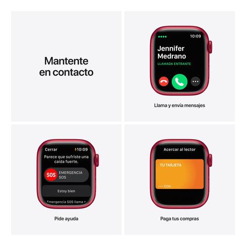 Imagen 6 de 9 de Apple Watch Series 7 (GPS + Cellular, 41mm) - Caja de aluminio (PRODUCT)RED - Correa deportiva (PRODUCT)RED