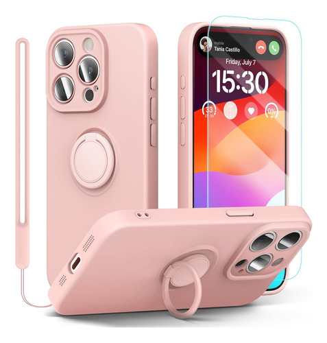 Funda De Silicona Para iPhone 15 Pro Max Con Protector De P