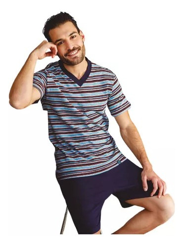 Pijama Tipico Hombre Verano Art 728 Remera Y Short Corto