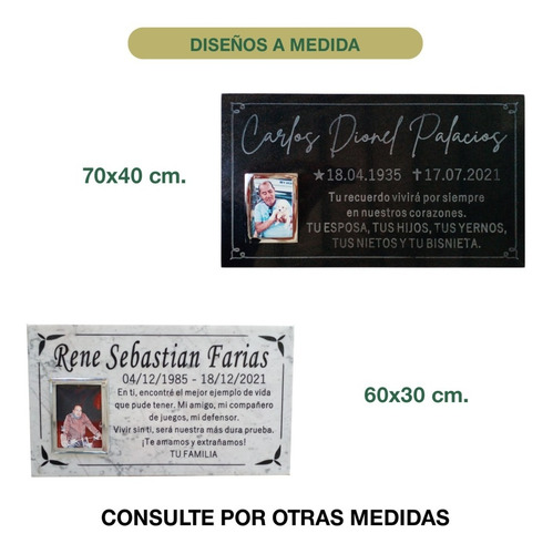 Imagen 7 de 9 de Placa Marmol Grabada 70x50cm. Para Cementerio + Foto 14x10