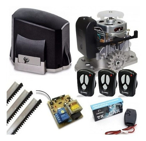 Imagem 1 de 3 de Kit Motor Portão Eletrônico Garen 1/4hp 3 Tx; 2 Tx Car; 4,5m