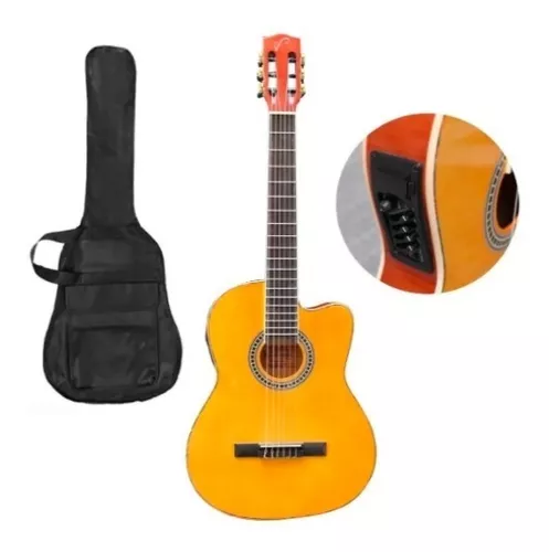 Expresamente Apuesta Flor de la ciudad Guitarra Media Caja Electroacustica Nylon + Funda Valenciana