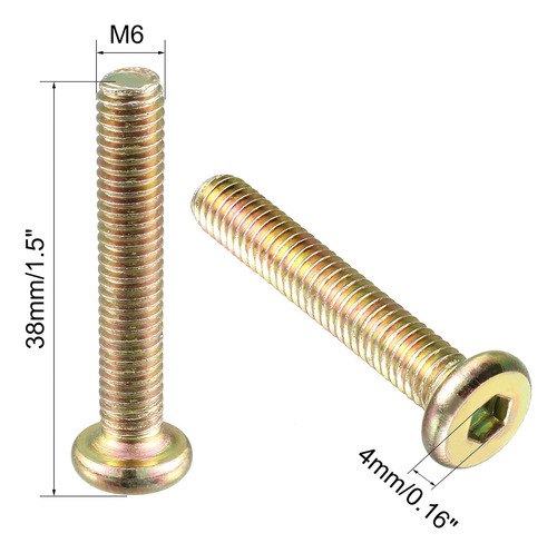 Tornillos M6 X 1,38 Pulgada Rosca Completa De Bronce 5 Ud