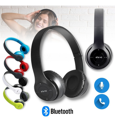 Fone De Ouvido Corrida Bluetooth Regulavel Mp3 Entrada P2 Cor Preto