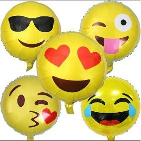 Docena Globo Metalico Emoji/emoticon 35 Cm