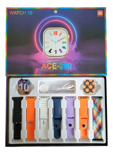 Reloj Smartwatch Ultra 10 Big Con 7 Mallas Y Protector Varios Colores