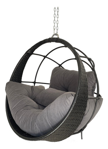 Balanço Suspenso Ninho Aluminio Gourmet Fibra Preto Cor Cinza-escuro Lisa