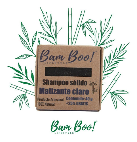 Shampoo Solido Matizante Claro Bam Boo! Lifestyle® 50 Gr
