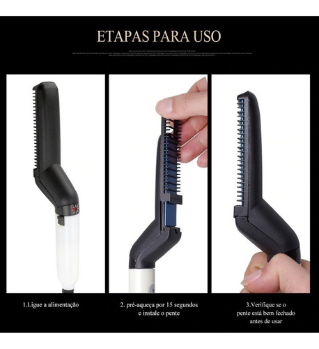 Escova Ceramica Modeladora Cabelo E Barba Pente Chapinha