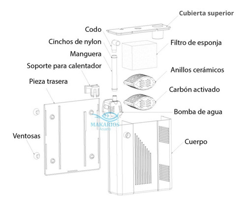 Imagen 7 de 10 de Filtro Interno Box Boyu Bf108 340 L/h Peceras Acuarios 110l