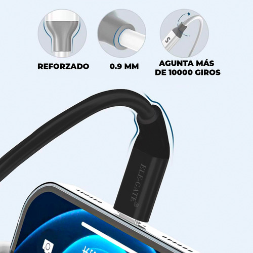 Cable V8 Micro Usb para carga y datos Color Negro