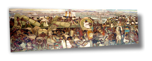 Lienzo Tela Canvas La Gran Tenochtitlán Diego Rivera 100x290