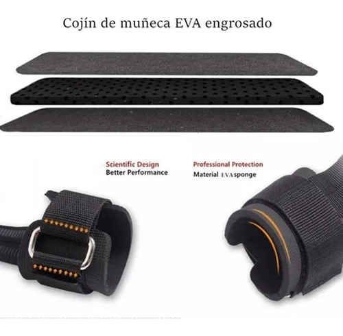 Imagen 6 de 7 de Par De Straps Muñequera Gym Crossfit Pesas Correa De Soporte