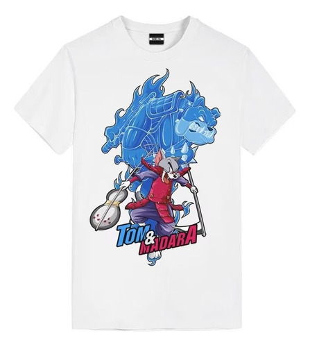 Camiseta De Algodón De Manga Corta Tom Cat Naruto Uchiha Mad