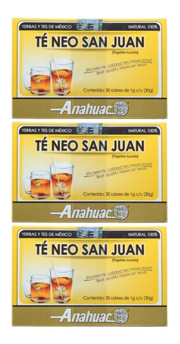 Imagen 1 de 4 de (3 Pzas) Te Neo San Juan (hierba) (30 Sobres) Anahuac