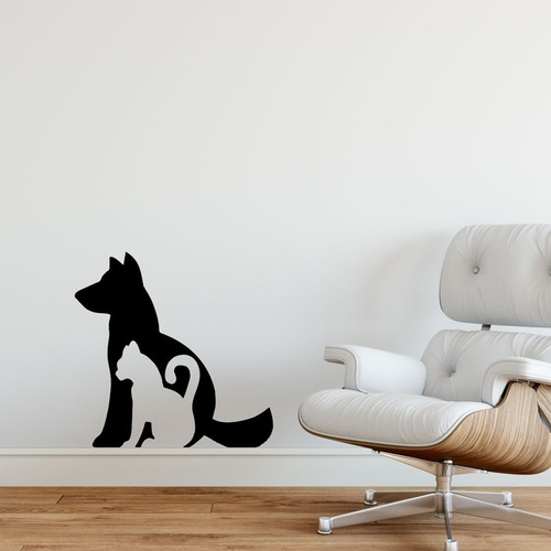 Adesivo Decorativo Parede Animal Gato E Cachorro Cor Preto