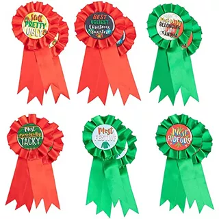 Ugly Christmas Sweater Award Ribbons - Paquete De 12 Su...