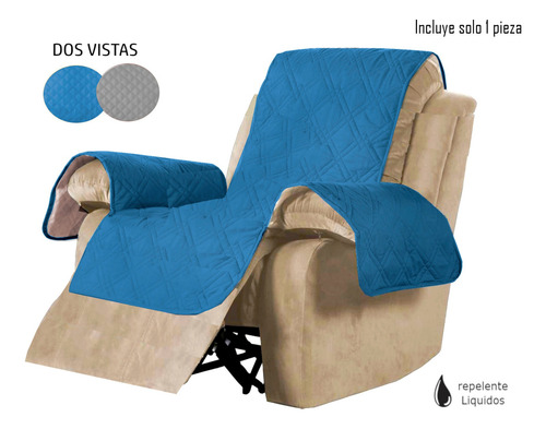 Funda Cubre Sillón Reposet Sillón Reclinable Azul 2 Vistas