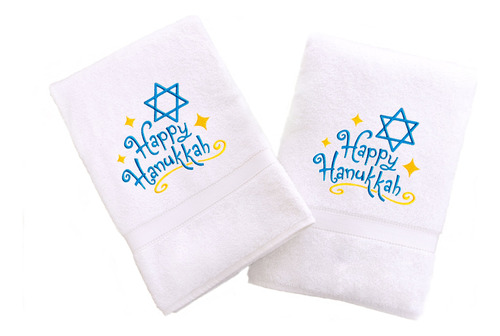 Toallas De Mano Bordadas Con Hanukkah (juego De 2)