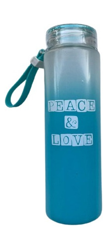 Botella De Agua Peace And Love Vaso Vidrio Colores Economico