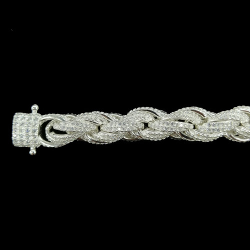 Pulsera Hombre Torzal Diamanta1 Plataley.925 Duodeluxejoyas®