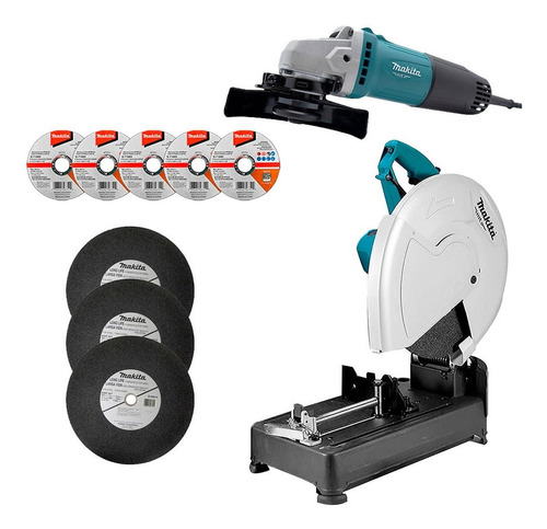 Kit Cortadora De Metales Makita M2401+miniesmeril + Color Turquesa Frecuencia 60 Hz