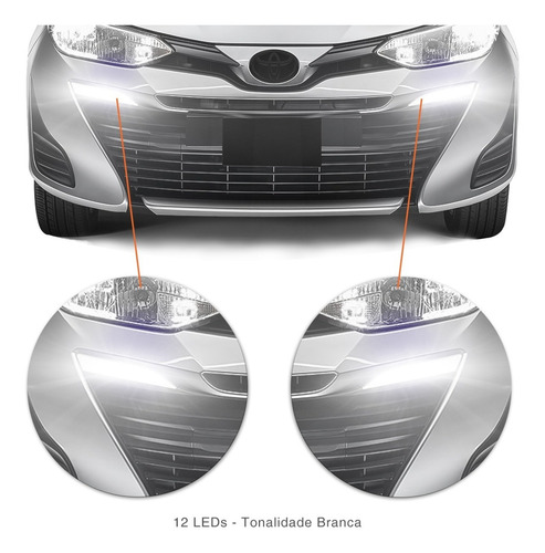 Imagem 5 de 5 de Kit Luz Diurna Led Drl Toyota Yaris Hatch Sedan 2018 2019